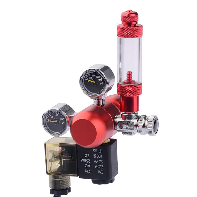ST-03-1 Regulator Penghitung Gelembung Ganda Katup Solenoid CO2 Akuarium